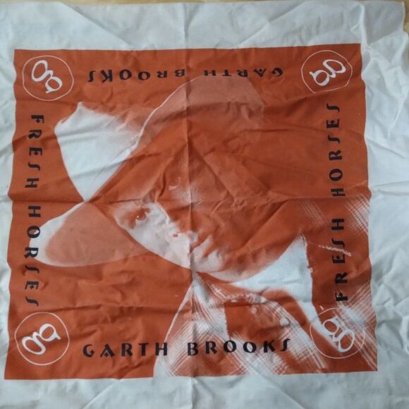 Vintage Garth Brooks Fresh Horses Bandana Pocket Square - Picture 1 of 3